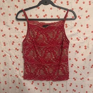 Elegant Red Lace Tank Top